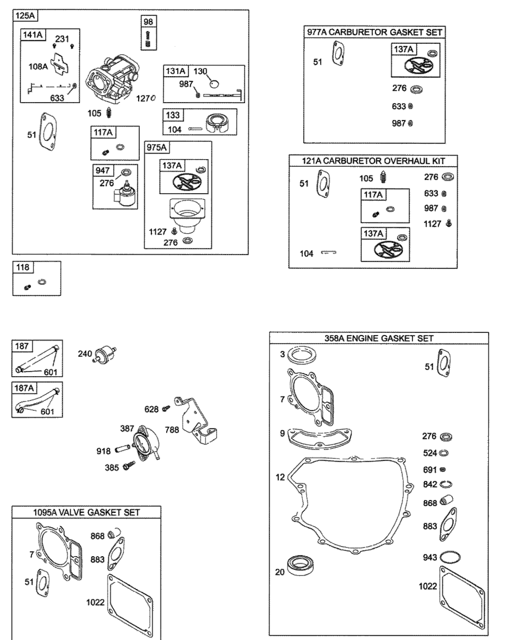 Engine Carburetor Diagram and Parts List for Z-FORCE48 53AA5A7M710-53AA5A7M712 Cub Cadet Lawn Tractor